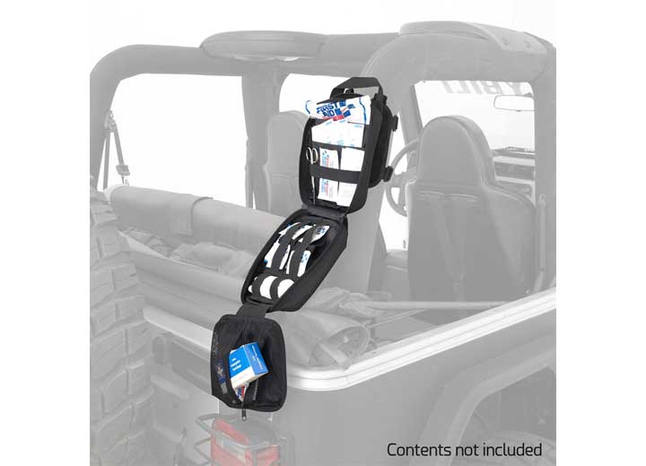 FIRST AID STORAGE BAG; ROLL BAR MOUNTED; BLACK; FIRST AID SUPPLIES SOLD SEPARATELY Smittybilt