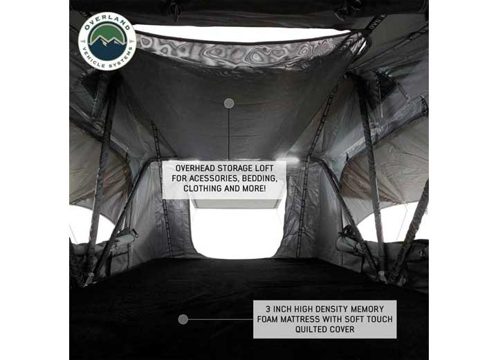 N2E NOMADIC 2 Extended Rooftop Tent with Green Rainfly and Gray Body