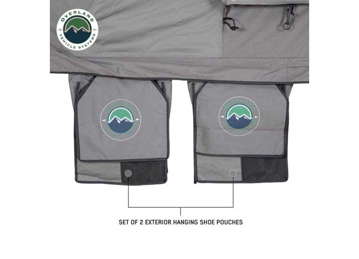 N2E NOMADIC 2 Extended Rooftop Tent with Green Rainfly and Gray Body