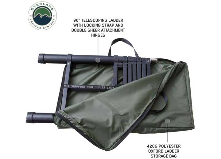 N2E NOMADIC 2 Extended Rooftop Tent with Green Rainfly and Gray Body