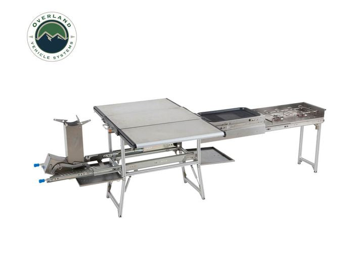 KOMODO OUTDOOR COOKING STATION - DUAL GRILL, SKILLET, FOLDABLE WORKSPACE, AND HEAT EFFICIENT ROCKET TOWER