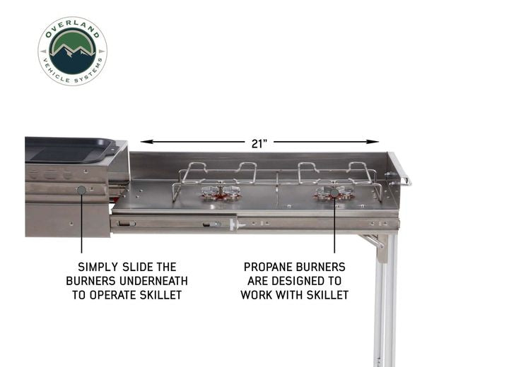 KOMODO OUTDOOR COOKING STATION - DUAL GRILL, SKILLET, FOLDABLE WORKSPACE, AND HEAT EFFICIENT ROCKET TOWER