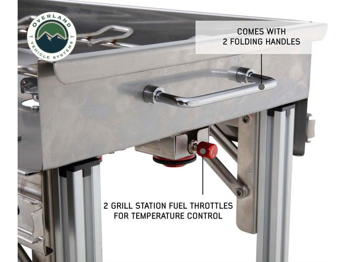 KOMODO OUTDOOR COOKING STATION - DUAL GRILL, SKILLET, FOLDABLE WORKSPACE, AND HEAT EFFICIENT ROCKET TOWER