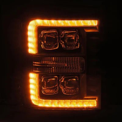 AlphaRex NOVA-Series LED Projector Headlights for 2011-2016 Ford Super Duty - Alpha-Black with Sequential Turn Signals & DRL