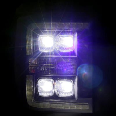 AlphaRex NOVA-Series LED Projector Headlights for 2011-2016 Ford Super Duty - Alpha-Black with Sequential Turn Signals & DRL