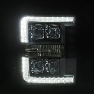 AlphaRex NOVA-Series LED Projector Headlights for 2011-2016 Ford Super Duty - Alpha-Black with Sequential Turn Signals & DRL