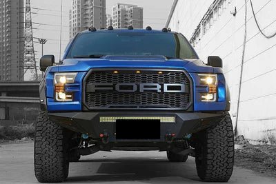 AlphaRex USA PRO-Series Halogen Projector Headlights for 15-17 Ford F150 - Black Finish for Enhanced Visibility and Aggressive Style