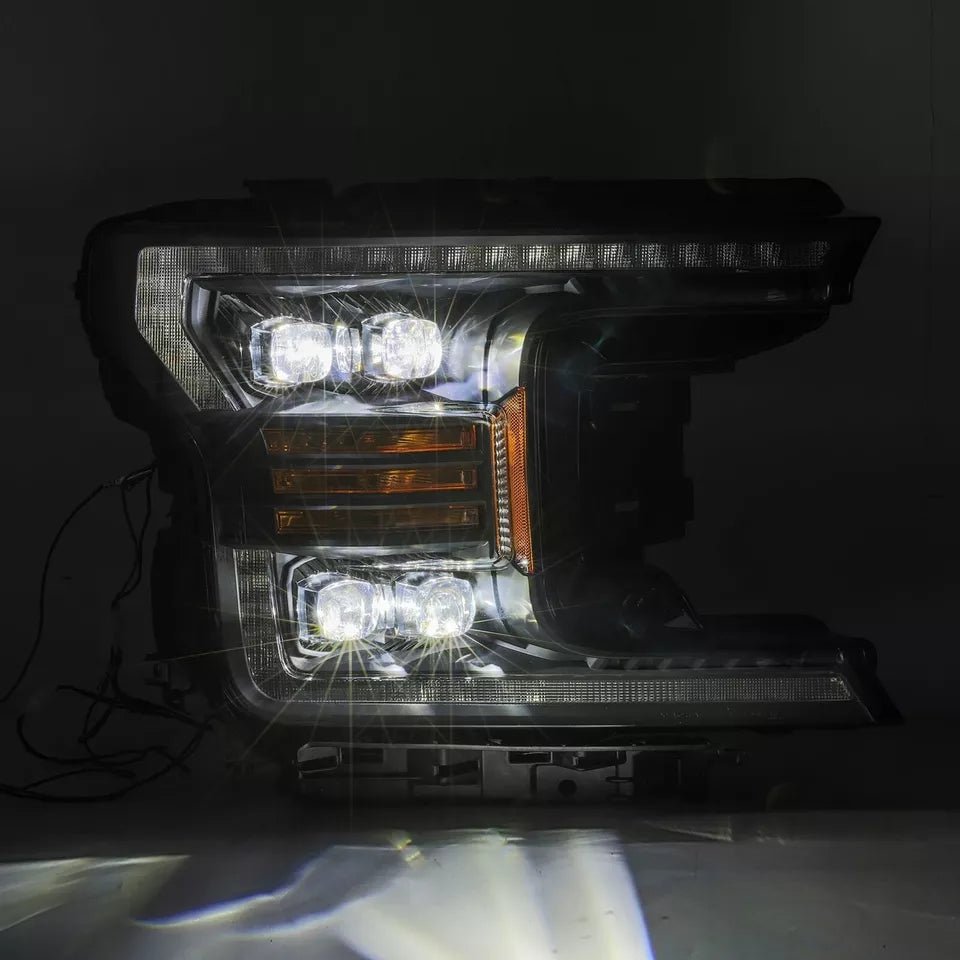 AlphaRex USA 2018-2020 Ford F150 NOVA-Series LED Projector Headlights - Sleek Alpha-Black with Dynamic Turn Signals & DRL