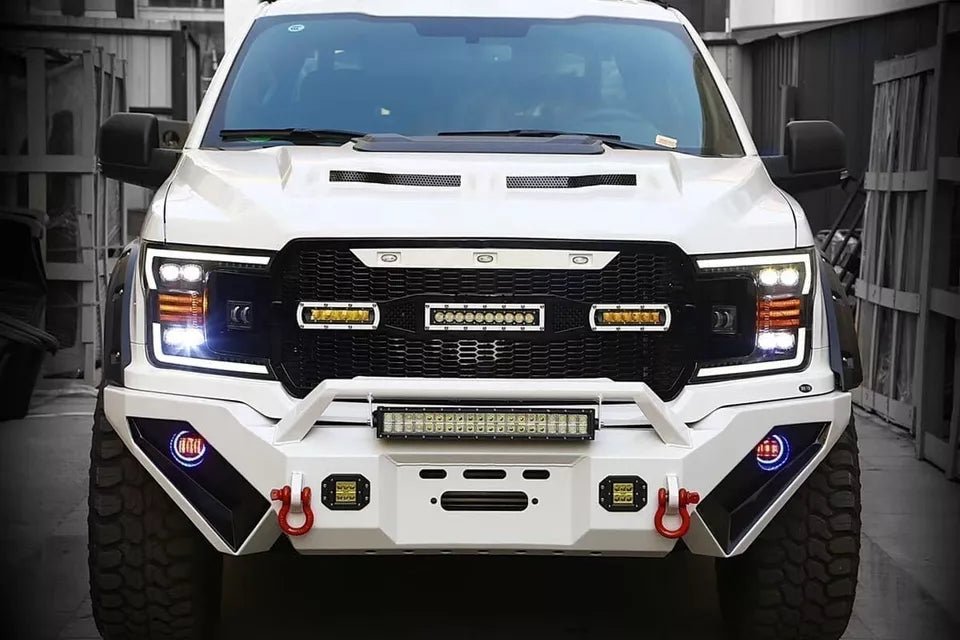 AlphaRex USA 2018-2020 Ford F150 NOVA-Series LED Projector Headlights - Sleek Alpha-Black with Dynamic Turn Signals & DRL