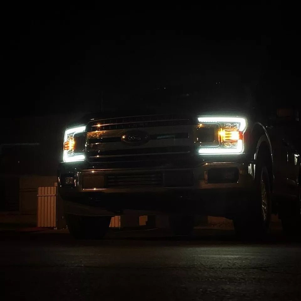 AlphaRex USA 2018-2020 Ford F150 NOVA-Series LED Projector Headlights - Sleek Alpha-Black with Dynamic Turn Signals & DRL