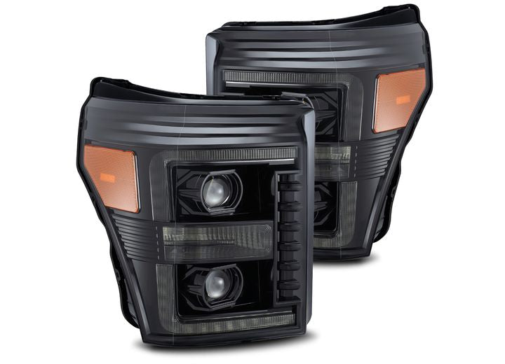 AlphaRex USA 11-16 Ford Super Duty LUXX-Series LED Projector Headlights - Alpha-Black with Dynamic Sequential Turn Signals & DRL AlphaRex USA