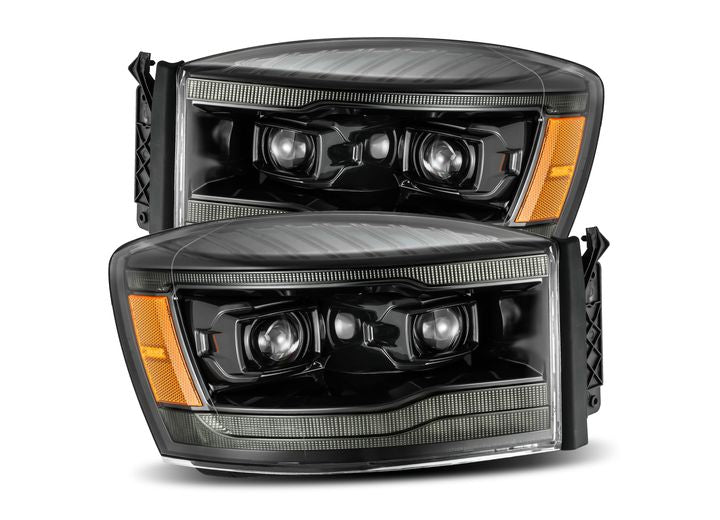 AlphaRex USA LUXX-Series LED Projector Headlights for 2006-2008 Dodge Ram - Alpha-Black with Sequential Turn Signals & DRL AlphaRex USA
