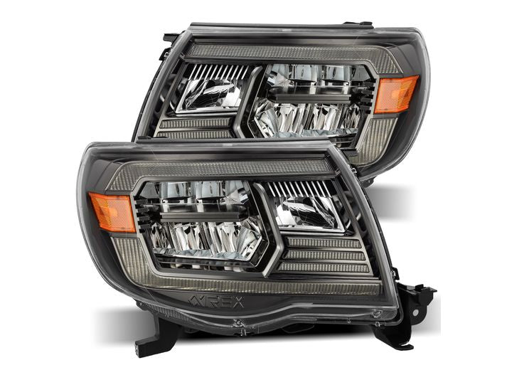 AlphaRex USA LUXX-Series LED Crystal Headlights for 05-11 Toyota Tacoma - Alpha-Black with Dynamic Sequential Turn Signals & DRL