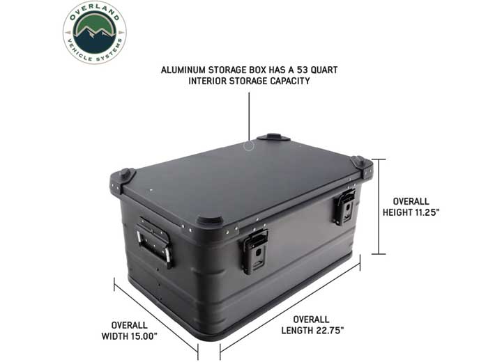 Sleek Black 53QT Aluminum Storage Box