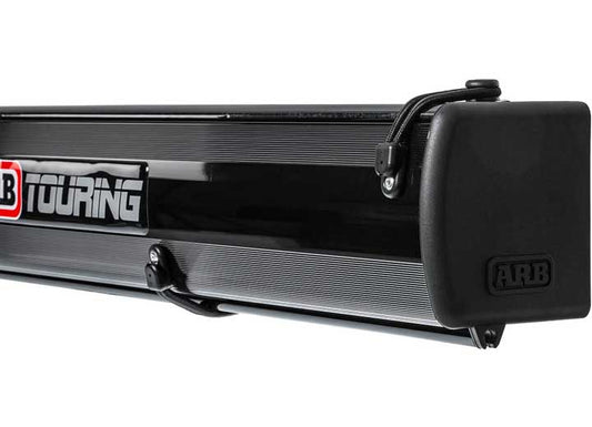 ARB ALUMINUM AWNING; BLACK FRAME; 8.2FT X 8.2FT; INSTALLED WITH LED LIGHT STRIP