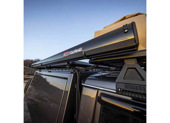 ARB ALUMINUM AWNING; BLACK FRAME; 8.2FT X 8.2FT; INSTALLED WITH LED LIGHT STRIP
