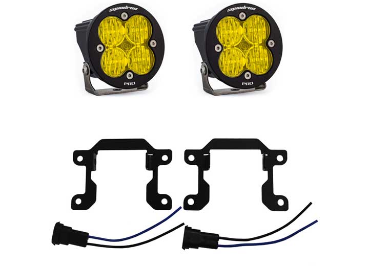 Baja Designs Squadron Sport Fog Pocket Light Kit - Amber (Wide Cornering, 2019-2022 Ram 2500/3500 Big Horn) Baja Designs