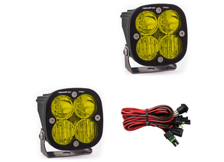 Baja Designs Squadron Pro Black LED Auxiliary Light Pod Pair (Amber - Driving Combo)