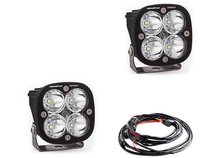 Baja Designs Squadron Sport Black LED Auxiliary Light Pod Pair (Spot Pattern, Clear) Baja Designs