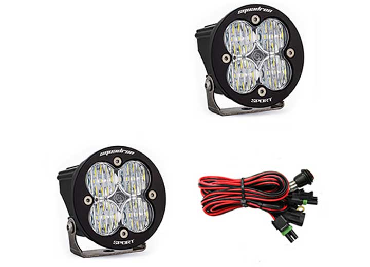 Baja Designs Squadron-R Sport Black LED Auxiliary Light Pod Pair (Clear - Wide Cornering)