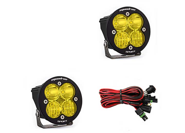 Baja Designs Squadron-R Sport Black LED Auxiliary Light Pod Pair (Amber - Driving Combo)