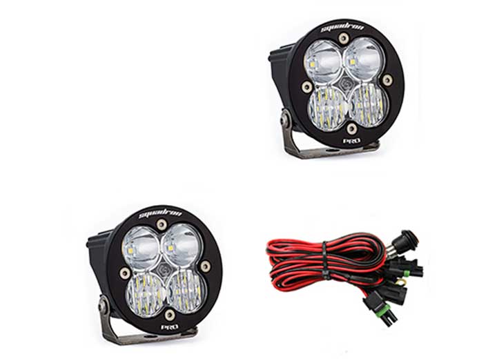 Baja Designs Squadron-R Pro Black LED Auxiliary Light Pod Pair (Clear - Driving/Combo)
