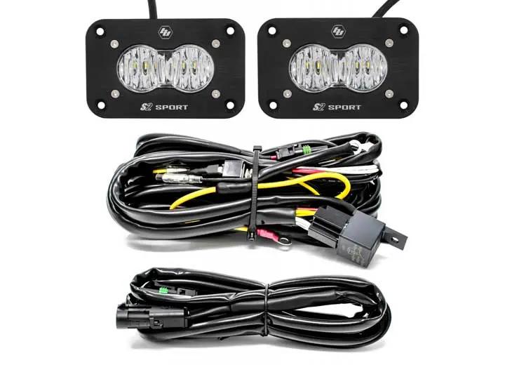 Baja Designs - Baja Designs S2 Sport Black Flush Mount LED Auxiliary Light Pod Reverse Kit (Clear - Wide Cornering)