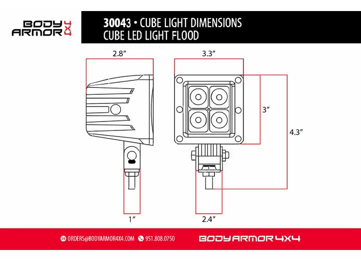 Body Armor 4x4 - BLACKOUT LED CUBE FLOOD LIGHT