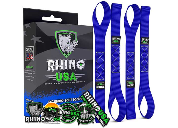 Rhino USA - Blue Soft Loops Motorcycle Tie - Downs - 1.7" x 17" (4 - Pack)