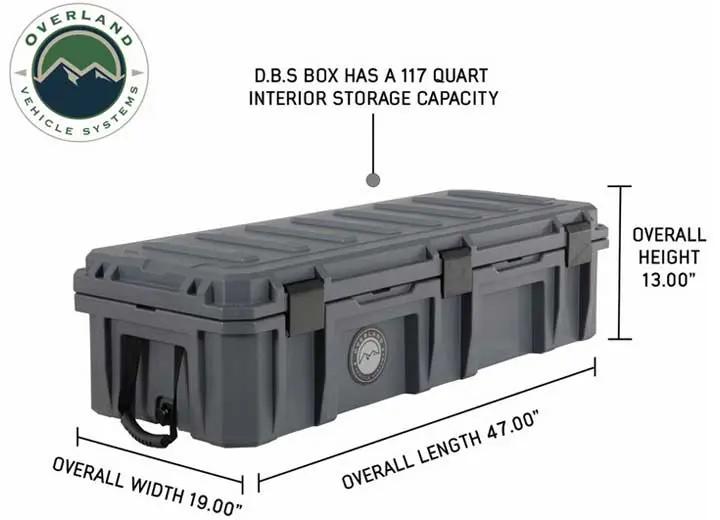 Overland Vehicle Systems / Up Down Air - D.B.S. - 117 QT DARK GREY WHEELED DRY BOX WITH DRAIN AND BOTTLE OPENER
