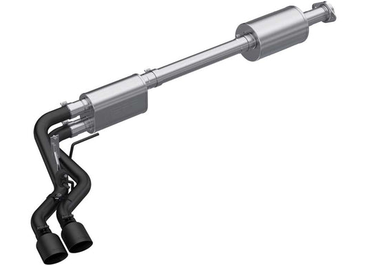 Enhanced Performance 21-C F150 3-Inch Dual Pre-Axle Cat-Back Exhaust System in Sleek Black Finish