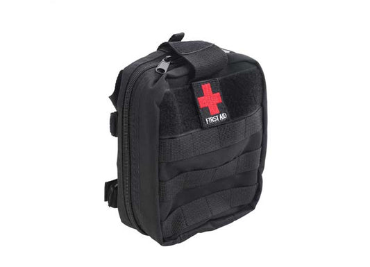 FIRST AID STORAGE BAG; ROLL BAR MOUNTED; BLACK; FIRST AID SUPPLIES SOLD SEPARATELY