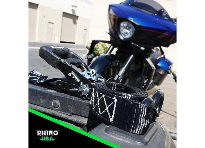 Rhino USA - Heavy - Duty 1.6IN x 8FT Ratchet Tie - Downs - Blue 2 - Pack