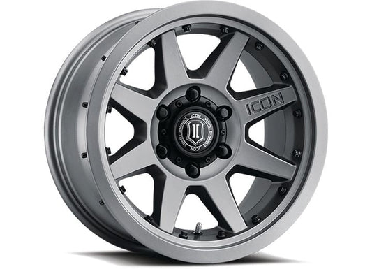 17" REBOUND PRO WHEELS SIZE 17X8.5 FINISH TITANIUM BOLT PATTERN 5 x 5" BACKSPACE 4.5" OFFSET -6mm