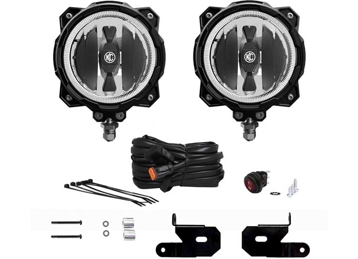 KC Hilites 18-C JEEP WRANGLER JL A-PILLAR + PRO6 SPOT SYSTEM - Superior Off-Road Illumination Upgrade