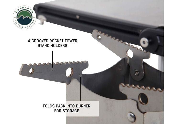 KOMODO CAMP KITCHEN - DUAL GRILL, SKILLET, FOLDING SHELVES, AND ROCKET TOWER -