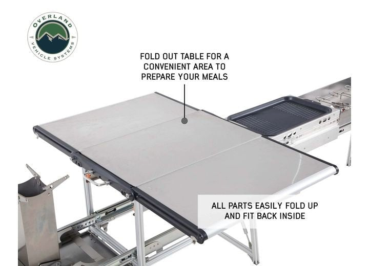 KOMODO CAMP KITCHEN - DUAL GRILL, SKILLET, FOLDING SHELVES, AND ROCKET TOWER -