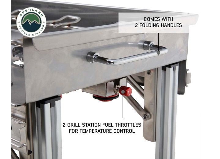 KOMODO CAMP KITCHEN - DUAL GRILL, SKILLET, FOLDING SHELVES, AND ROCKET TOWER -