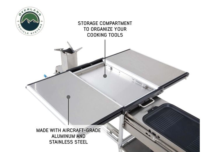 KOMODO CAMP KITCHEN - DUAL GRILL, SKILLET, FOLDING SHELVES, AND ROCKET TOWER -
