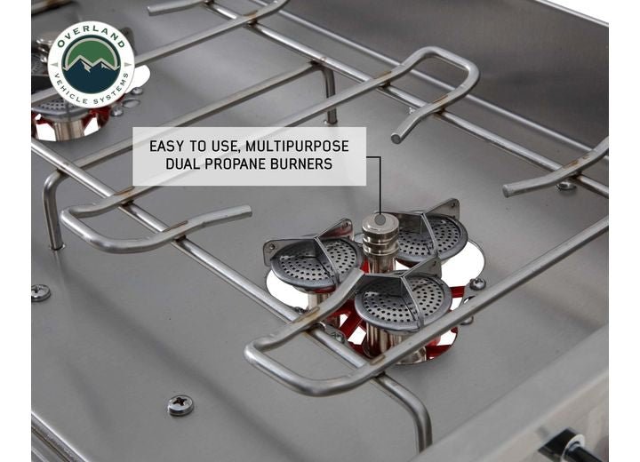 KOMODO CAMP KITCHEN - DUAL GRILL, SKILLET, FOLDING SHELVES, AND ROCKET TOWER -