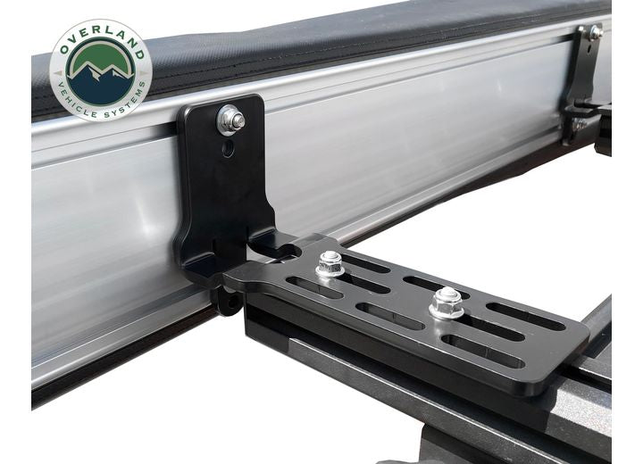 270-Degree Nomadic Awning with Dark Gray Canopy and Black Driver Side Transit Cover