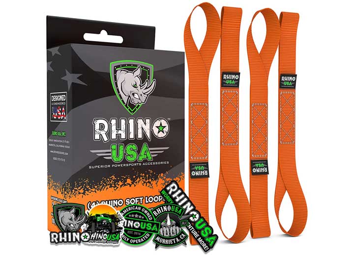 Rhino USA - Orange Soft Loops Motorcycle Tie - Down Set - 1.7" x 17" (4 - Pack)