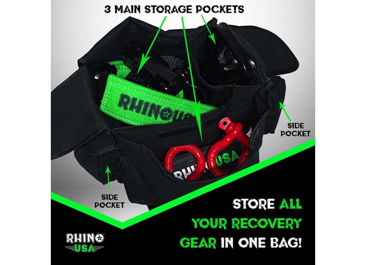 Rhino USA - Premium Fitness Recovery Gear Organizer Bag - Black