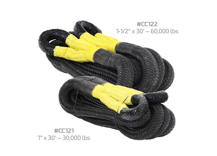 Smittybilt Recoil Kinetic Recovery Rope - 1.5in x 30ft, Black