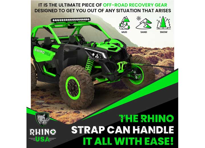 Heavy-Duty 3in x 30ft Green Recovery Tow Strap