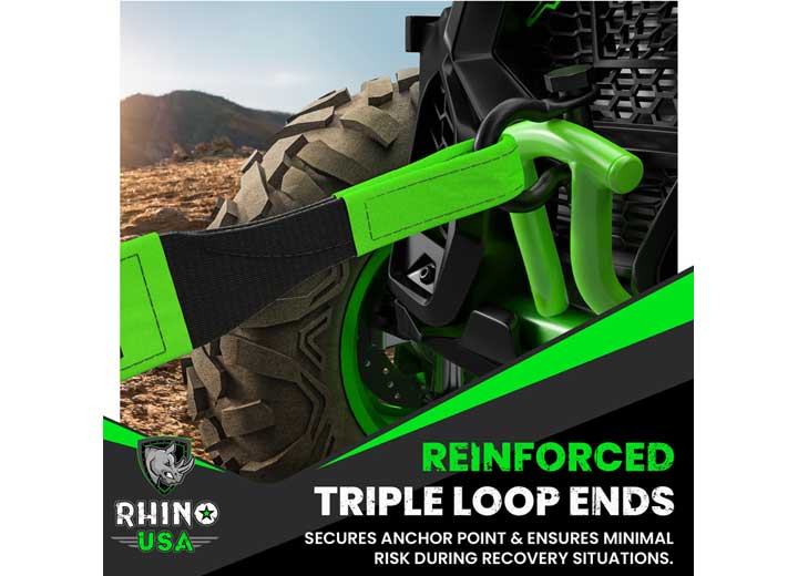 Heavy-Duty 3in x 30ft Green Recovery Tow Strap