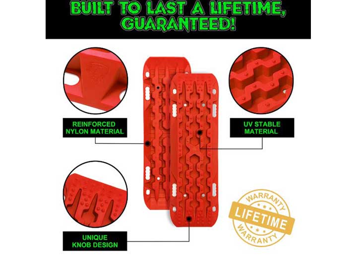Red Recovery Traction Boards for Off-Road Adventures (Pair)