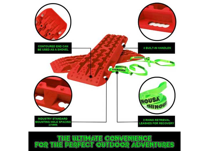 Red Recovery Traction Boards for Off-Road Adventures (Pair)