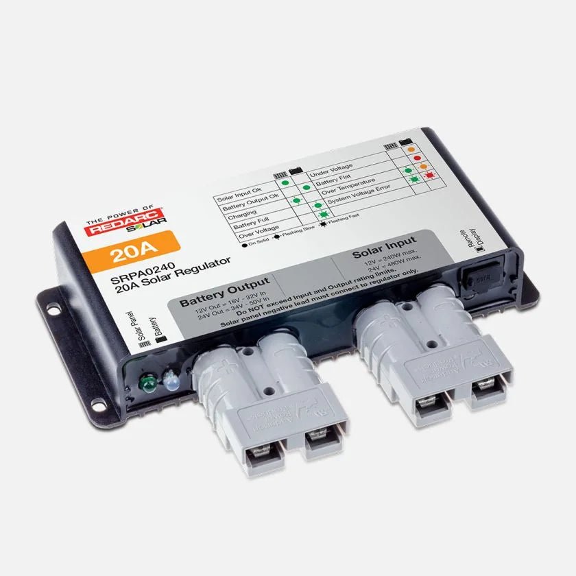 Redarc 20A Solar Power Management Kit with Regulator and Cables – Ideal for RVs, Camping, and Off-Grid Use