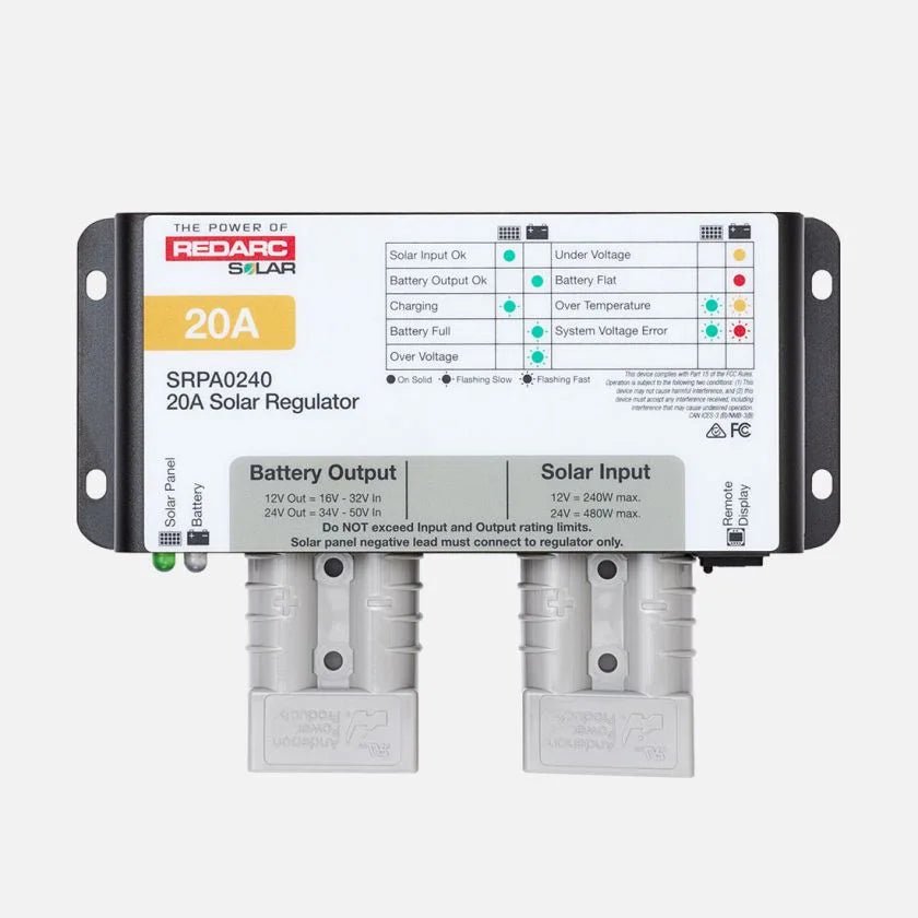 Redarc 20 Amp Solar Charge Controller (SRPA0240) – Advanced Power Management for RVs, Camping, and Off-Grid Applications